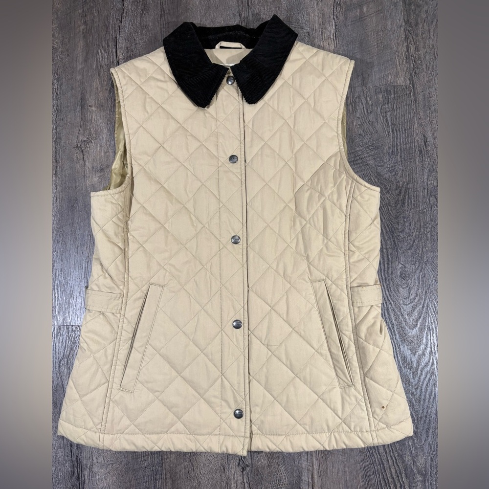 L.L. Bean Tan Quilted Utility Barn Chore Womens Vest